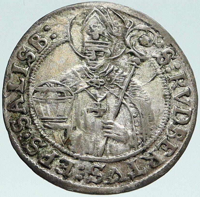 1681 AUSTRIA Salzburg Prince Max Kuenburg SAINT RUPERT Silver 3Krzer Coin i87502