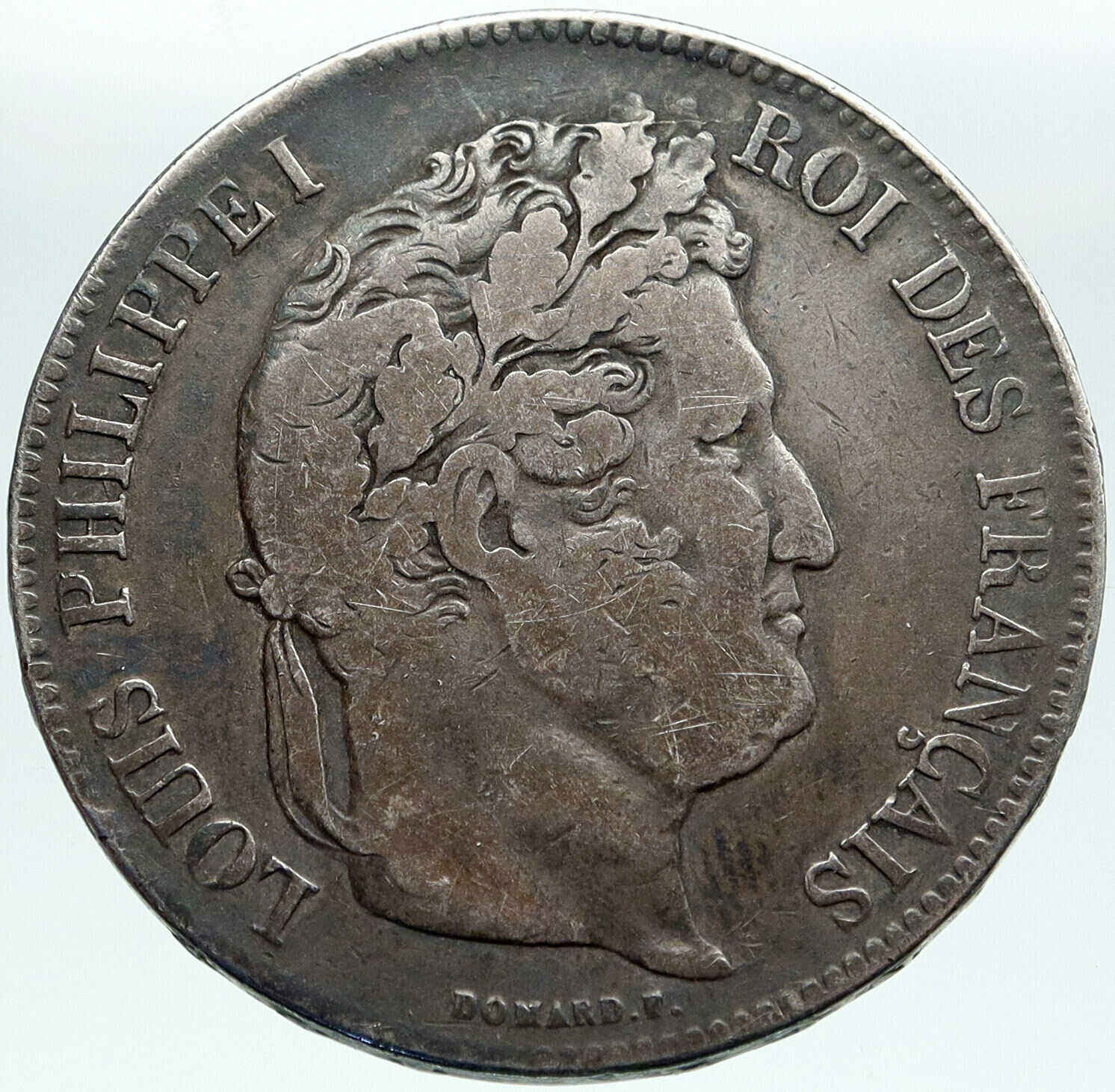 1834 FRANCE King Louis Philippe I French Antique OLD Silver 5 Francs Coin i87499