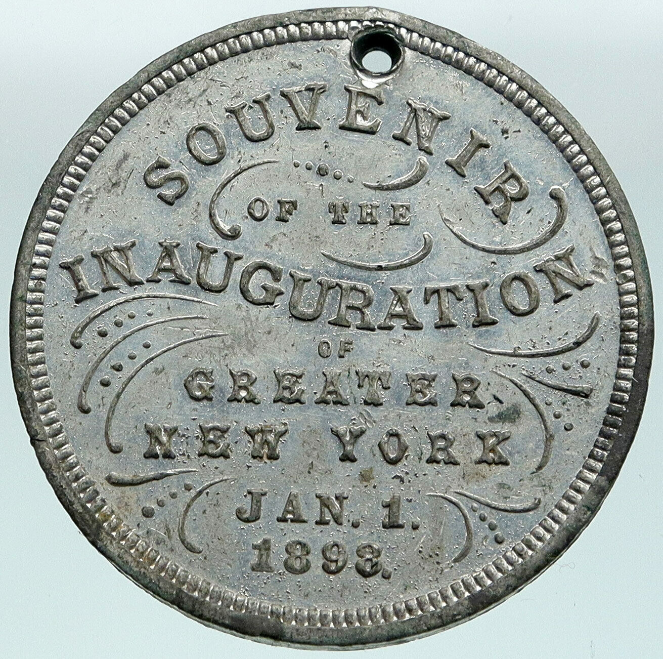 1893 USA NEW YORK NYC Inauguration MAYOR VAN WYCK Souvenir Medal Token i87525