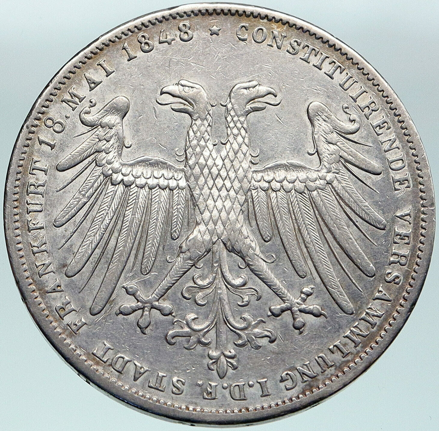 1848 GERMAN STATES FRANKFURT Archduke JOHN of Austria Silver 2 Glden Coin i87531