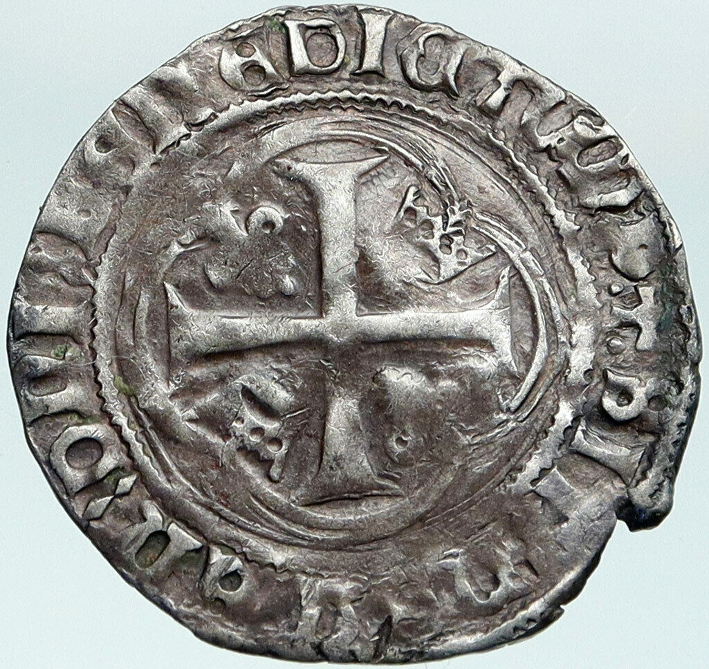 1515 AD FRANCE KING FRANCOIS I Fleur de Lis Cross Silver Grand Blanc Coin i87534