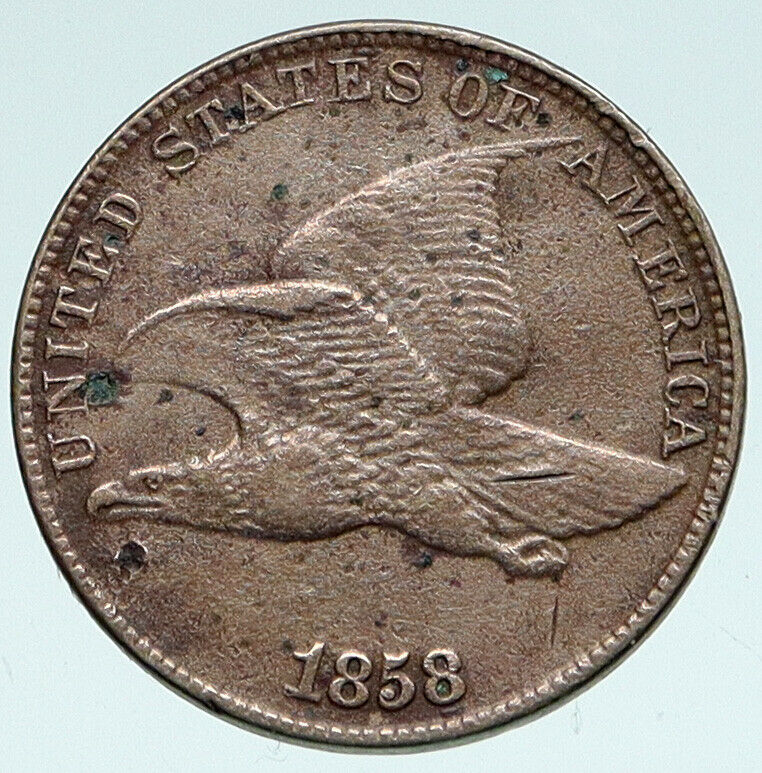 1858 UNITED STATES USA Flying Eagle & Wreath ANTIQUE VINTAGE Cent Coin i89373