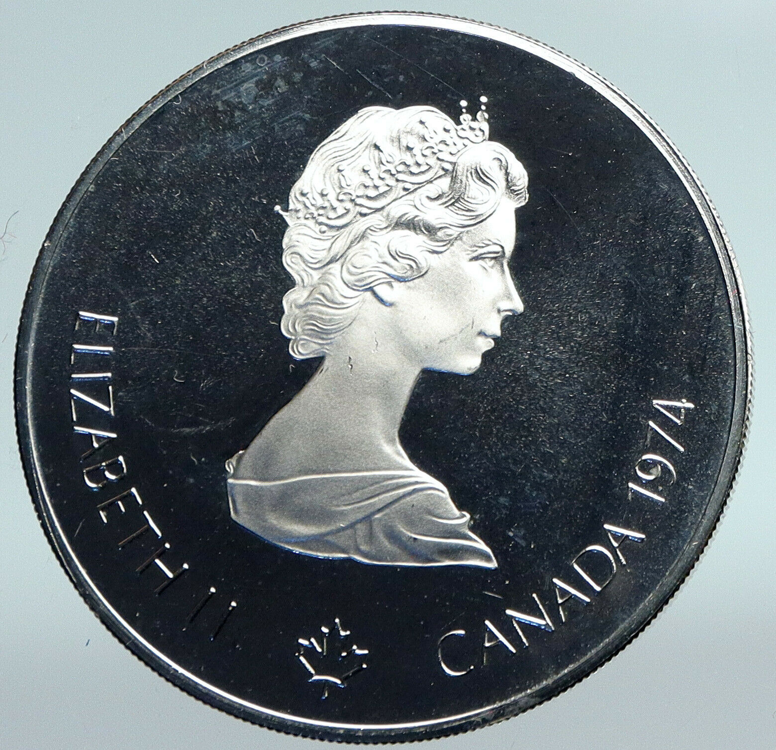 1974 CANADA UK Elizabeth II Olympics Montreal TORCH Proof Silver $5 Coin i89783