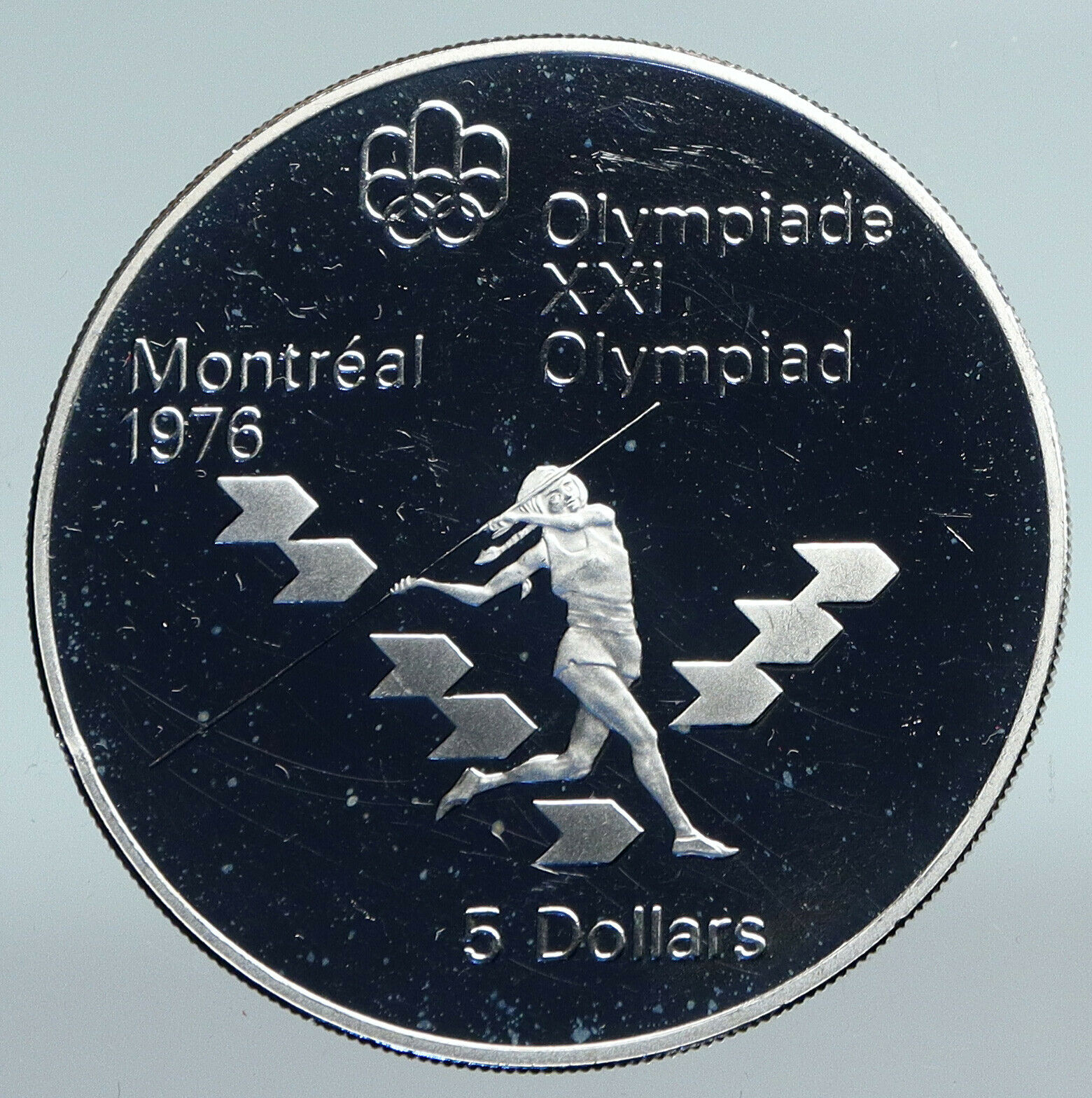 1975 CANADA Elizabeth II Olympics Javelin Athlete PROOF Silver $5 Coin i89779