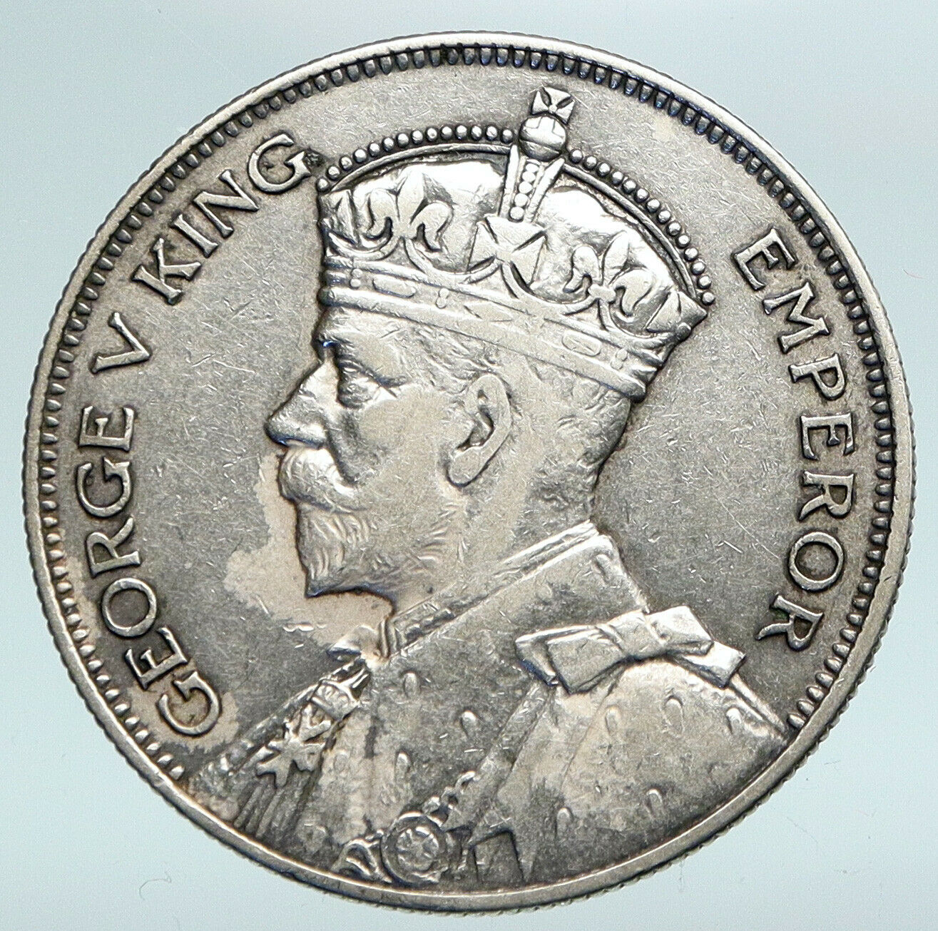 1934 NEW ZEALAND UK King George V Genuine Antique Silver Half Crown Coin i89787