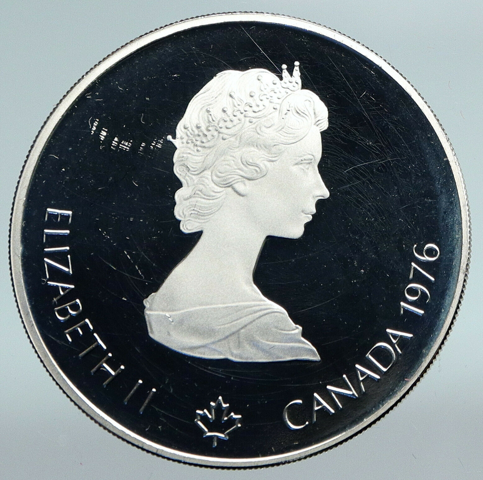 1976 CANADA Queen Elizabeth II Olympics Montreal Torch OLD Silver $5 Coin i89788