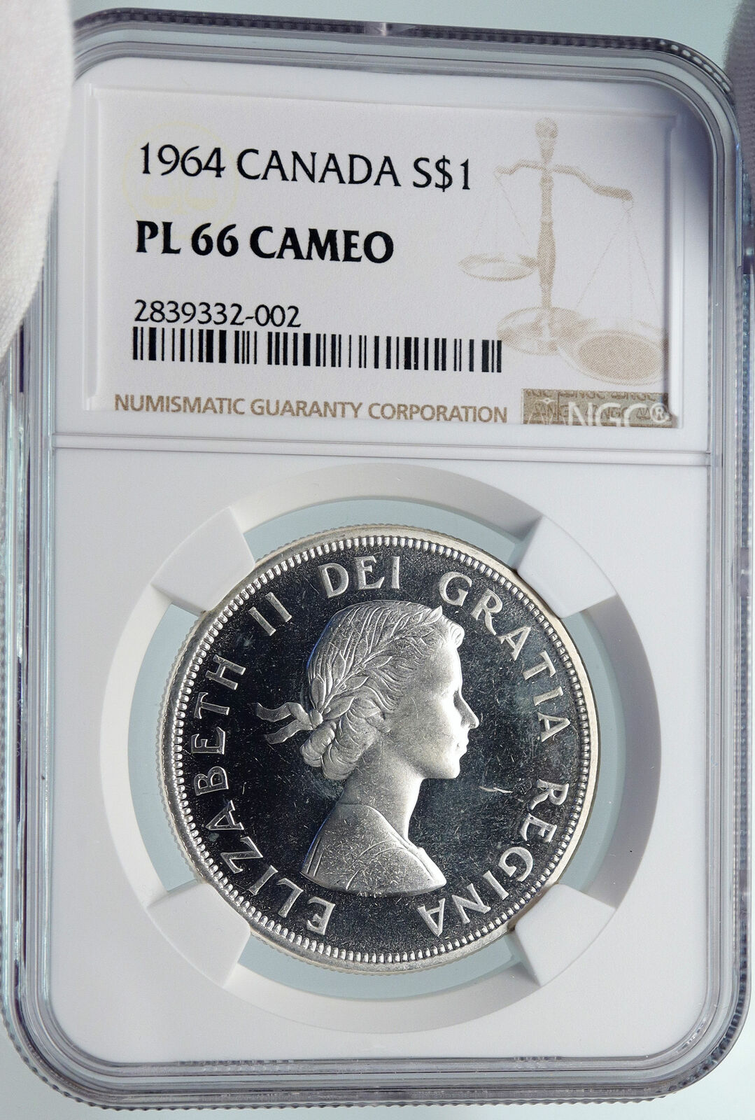 1964 CANADA Quebec Charlottetown VINTAGE ProofLike SILVER Dollar Coin NGC i85398