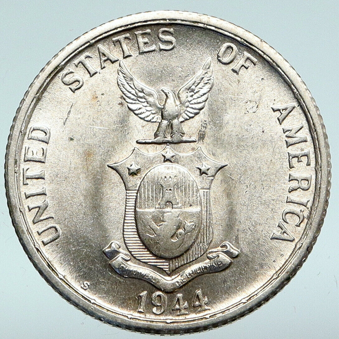 1944 S PHILIPPINES Under US Administration Eagle Silver 50 Centavos Coin i89676