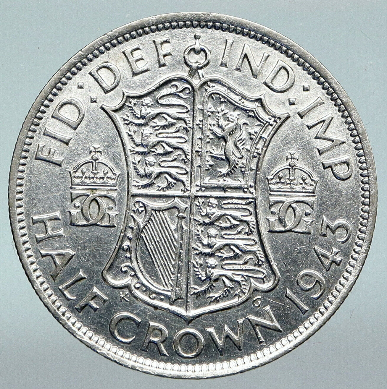 1943 Great Britain United Kingdom UK GEORGE VI OLD Silver Half Crown Coin i89821