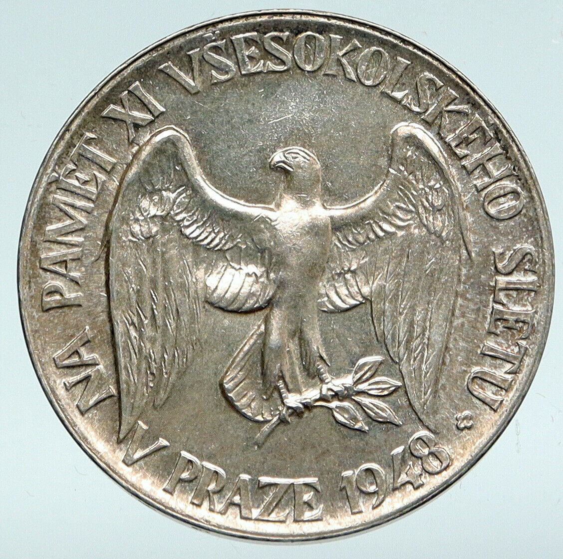 1948 CZECH REPUBLIC OLD VINTAGE Female VINTAGE Silver V PRAZE Medal Coin i89685