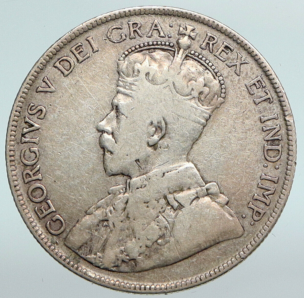 1917 CANADA Newfoundland UK King George V Genuine SILVER 50 CENTS Coin i89917