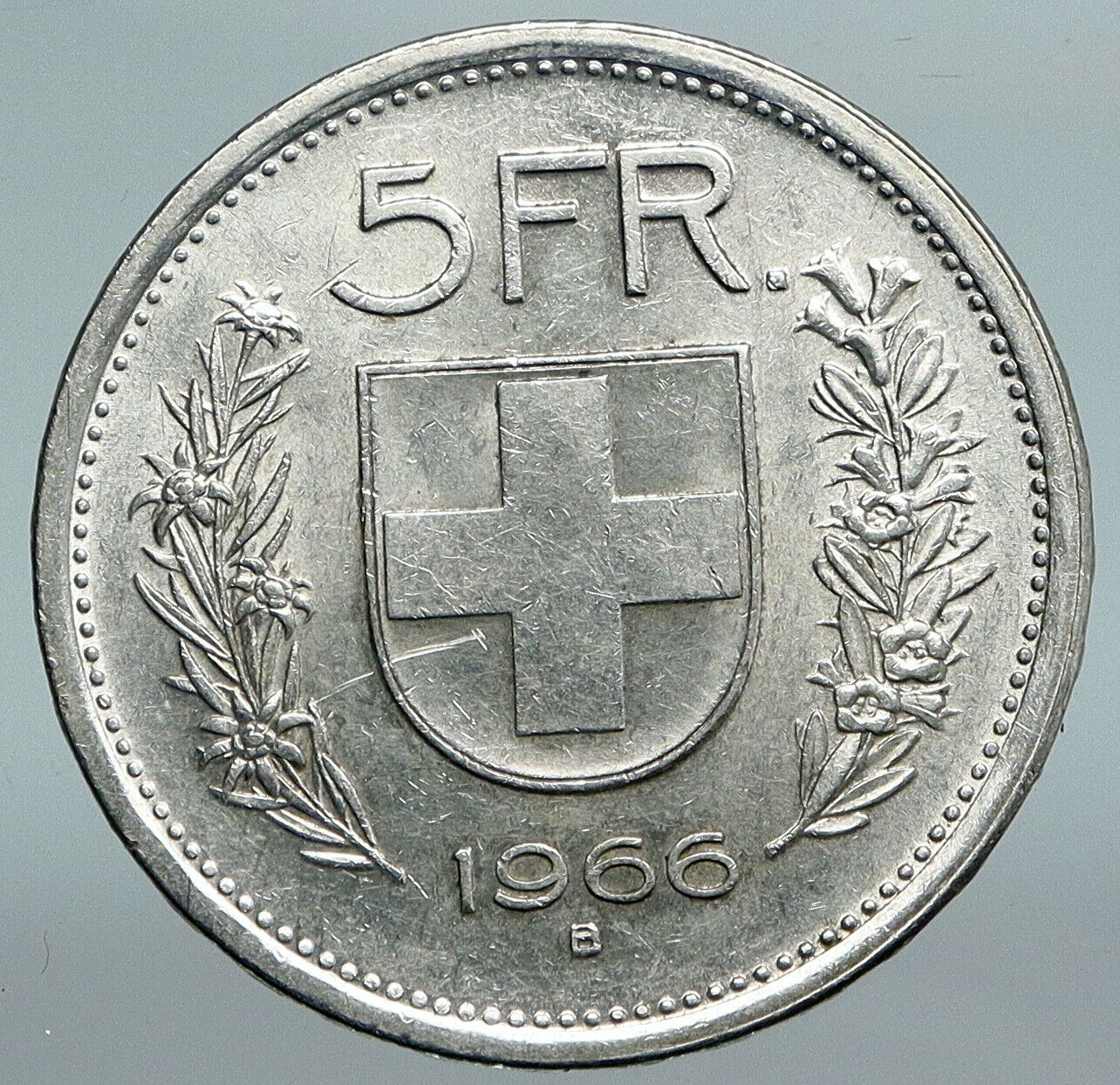 1966 B Switzerland Founding HERO WILLIAM TELL 5 Francs Silver Swiss Coin i89909