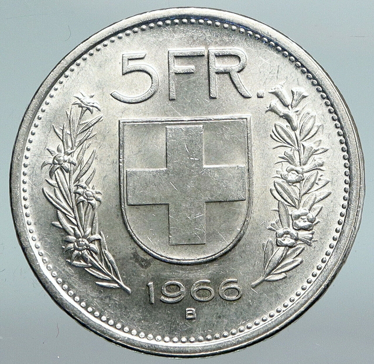 1966 B Switzerland Founding HERO WILLIAM TELL 5 Francs Silver Swiss Coin i89908