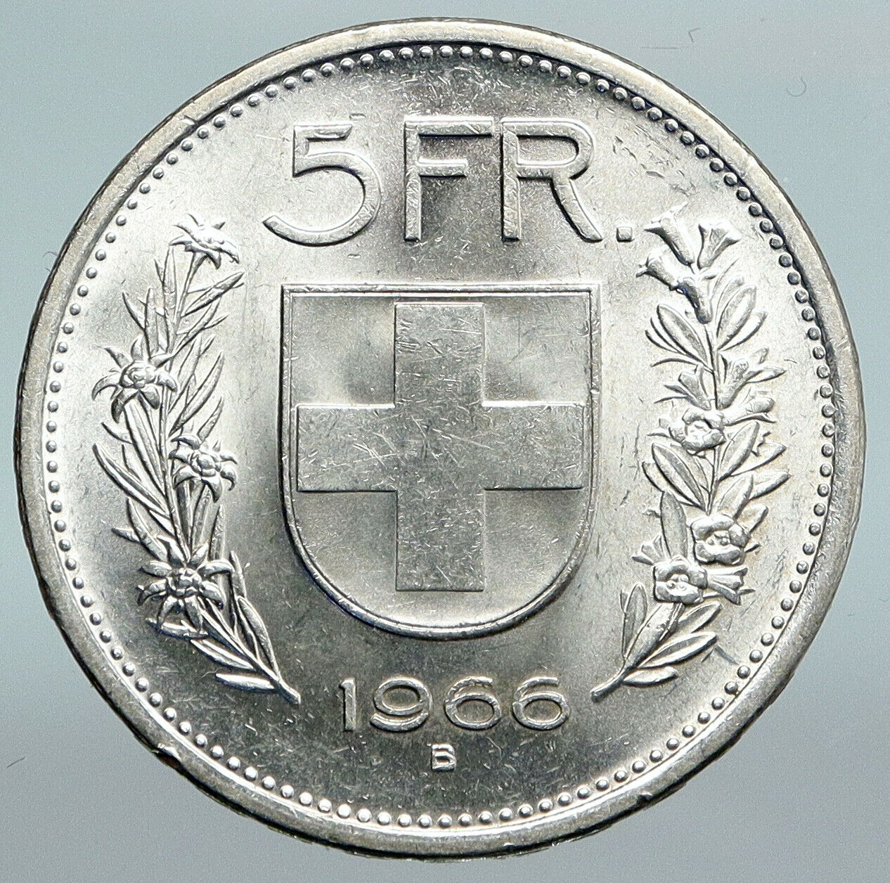 1966 B Switzerland Founding HERO WILLIAM TELL 5 Francs Silver Swiss Coin i89913