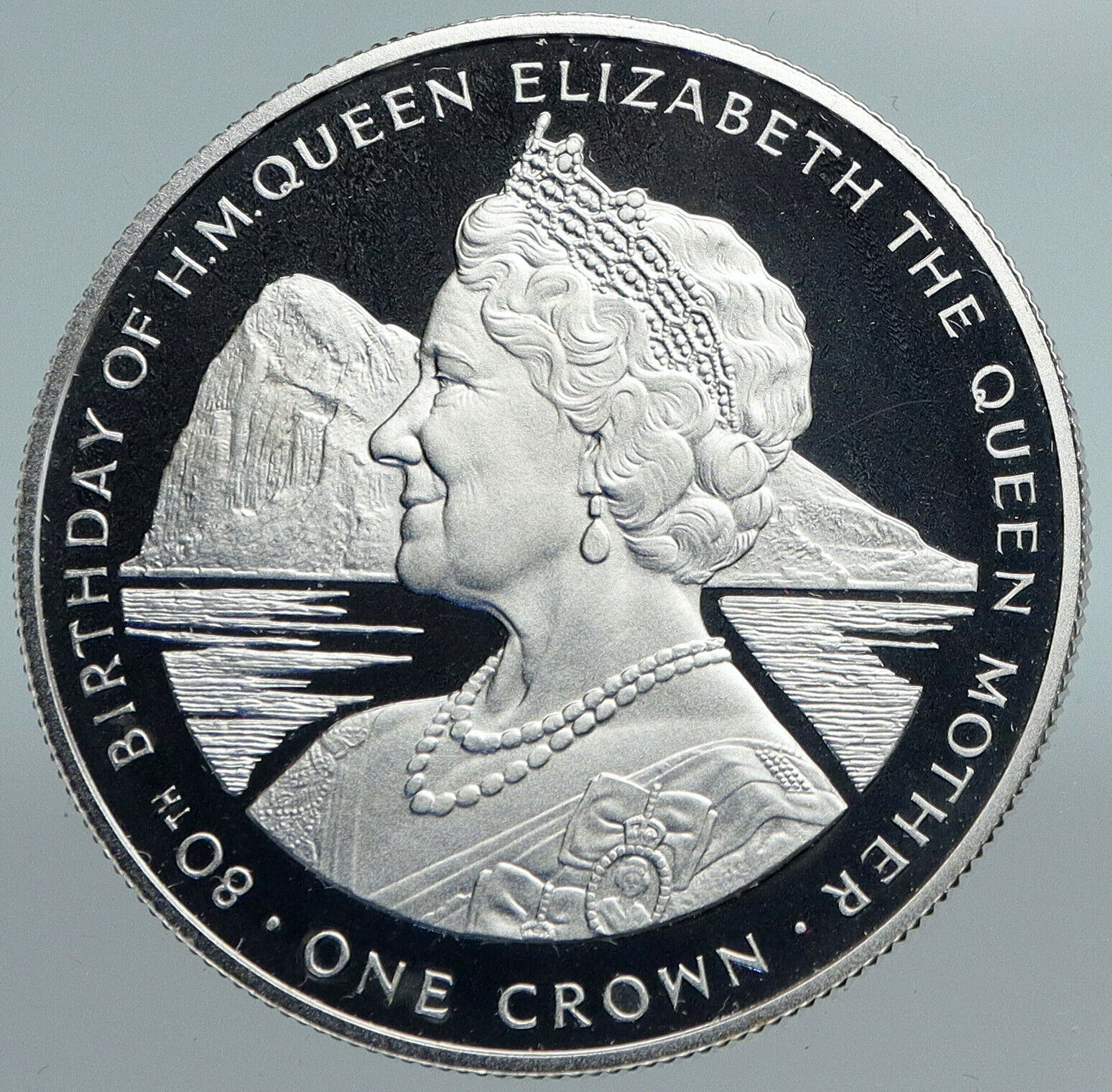 1980 GIBRALTAR UK Queen Mother Elizabeth II Rock Silver Proof Crown Coin i89915