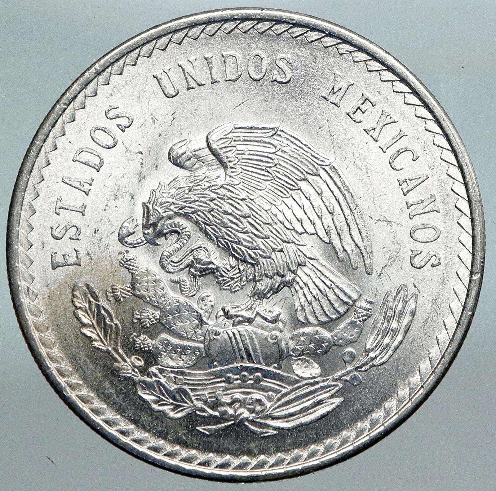 1948 MEXICO Aztec Chieftain CUAUHTEMOC Eagle Genuine Silver 5 Peso Coin i89876