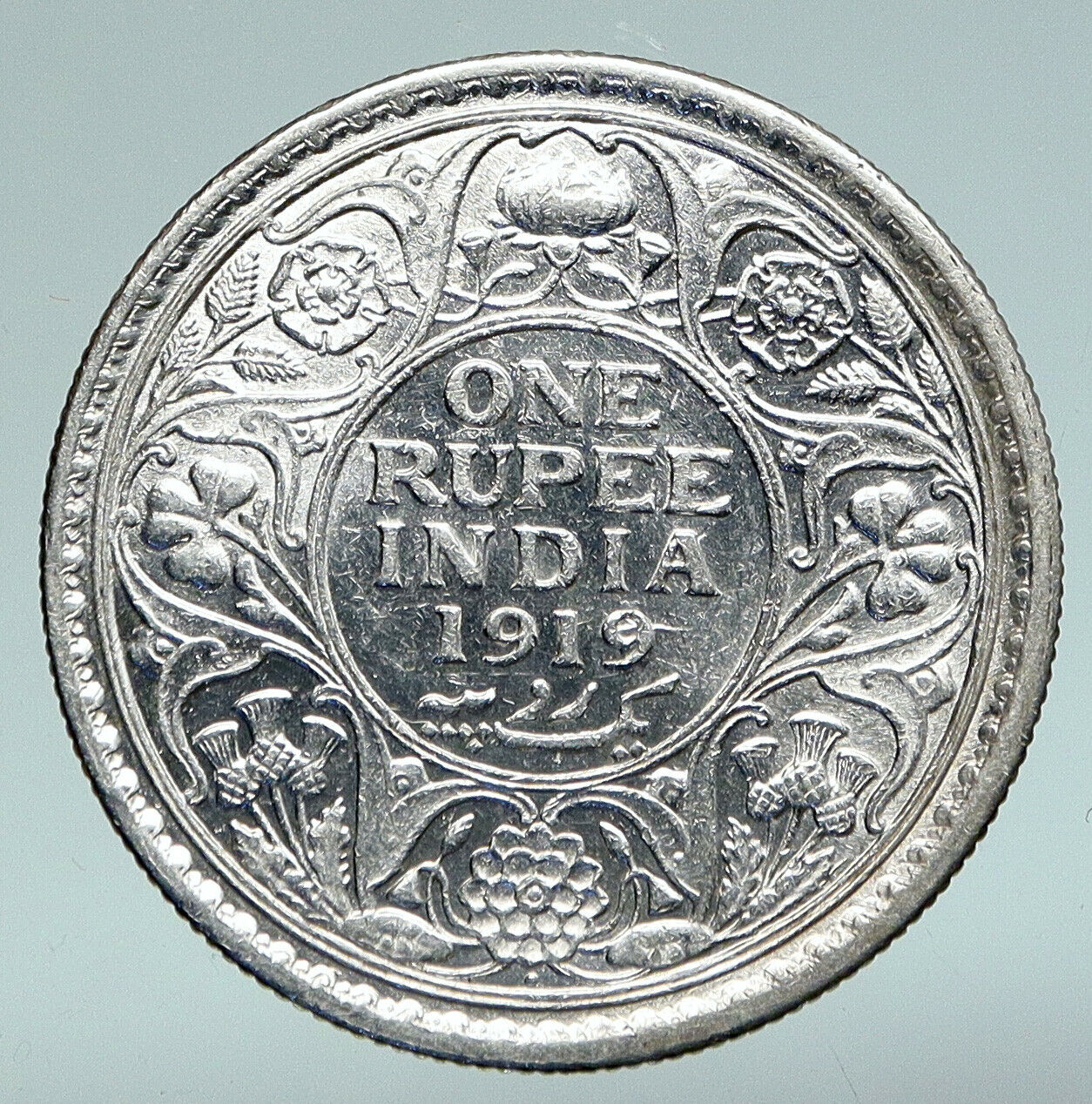 1919 INDIA UK King George V Silver Antique Vintage Old Indian RUPEE Coin i91021