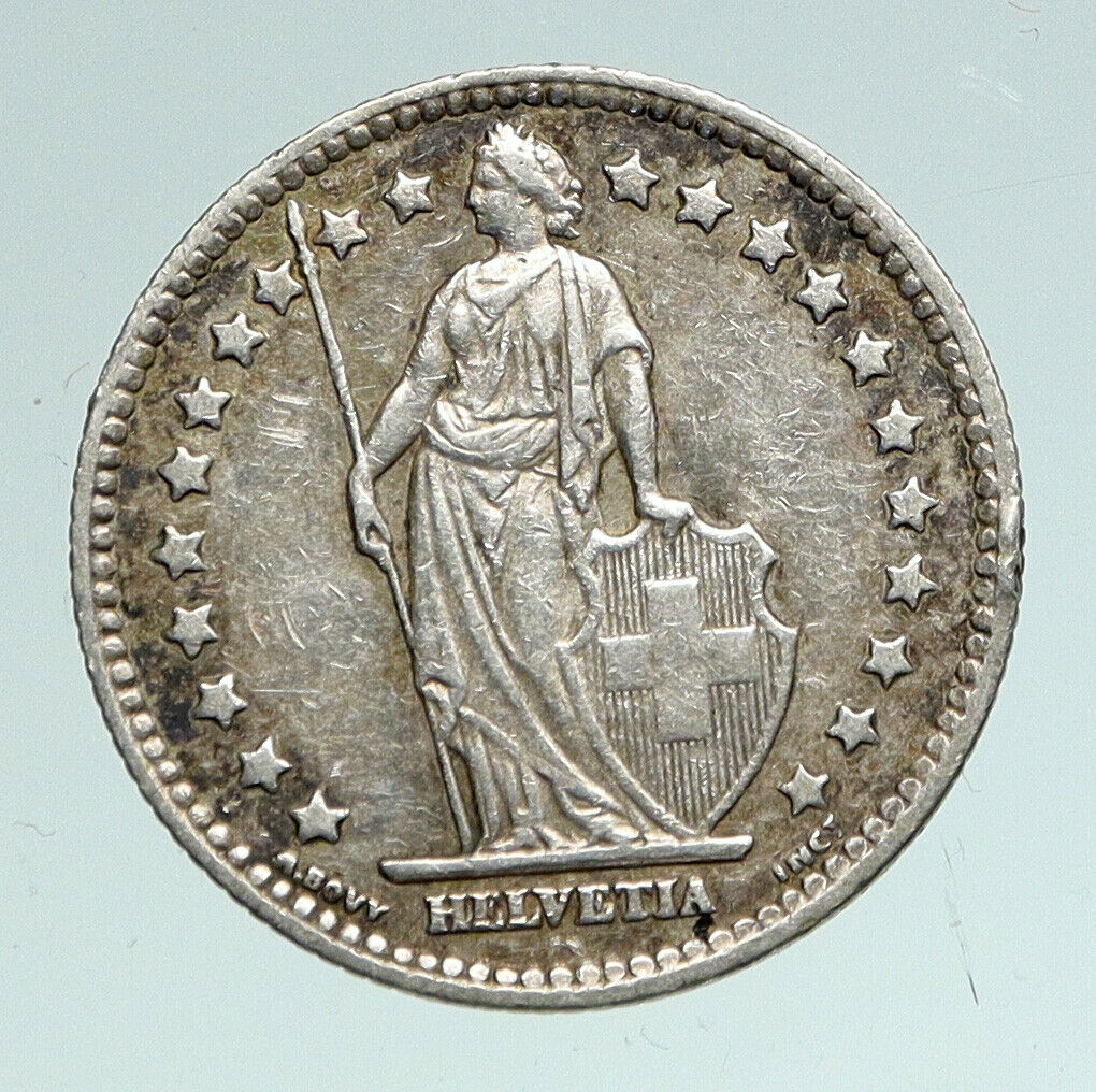 1931 B SWITZERLAND HELVETIA Symbolizes SWISS Nation SILVER 1 Franc Coin i91017