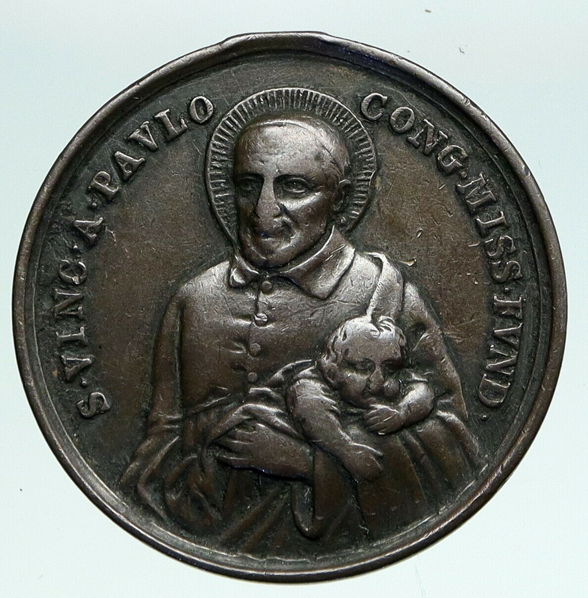 ITALY Saint Paul & Pope Pius IX Antique VINTAGE ITALIAN Religious Medal i91000