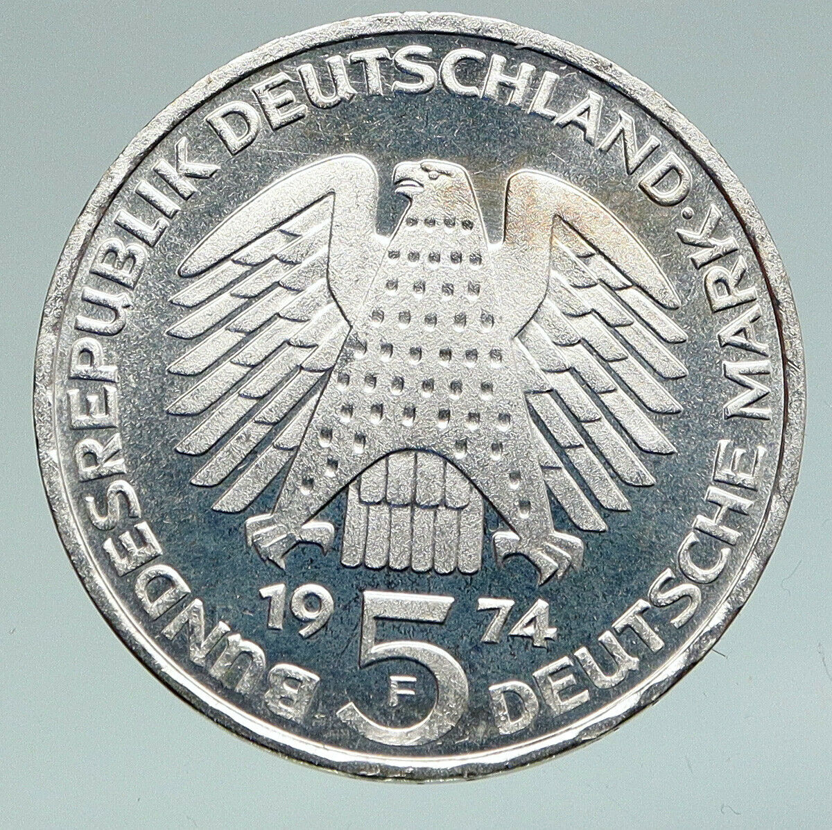 1974 F GERMANY 25 Years of German Federal Constitution Law Silver 5 Mark i91168