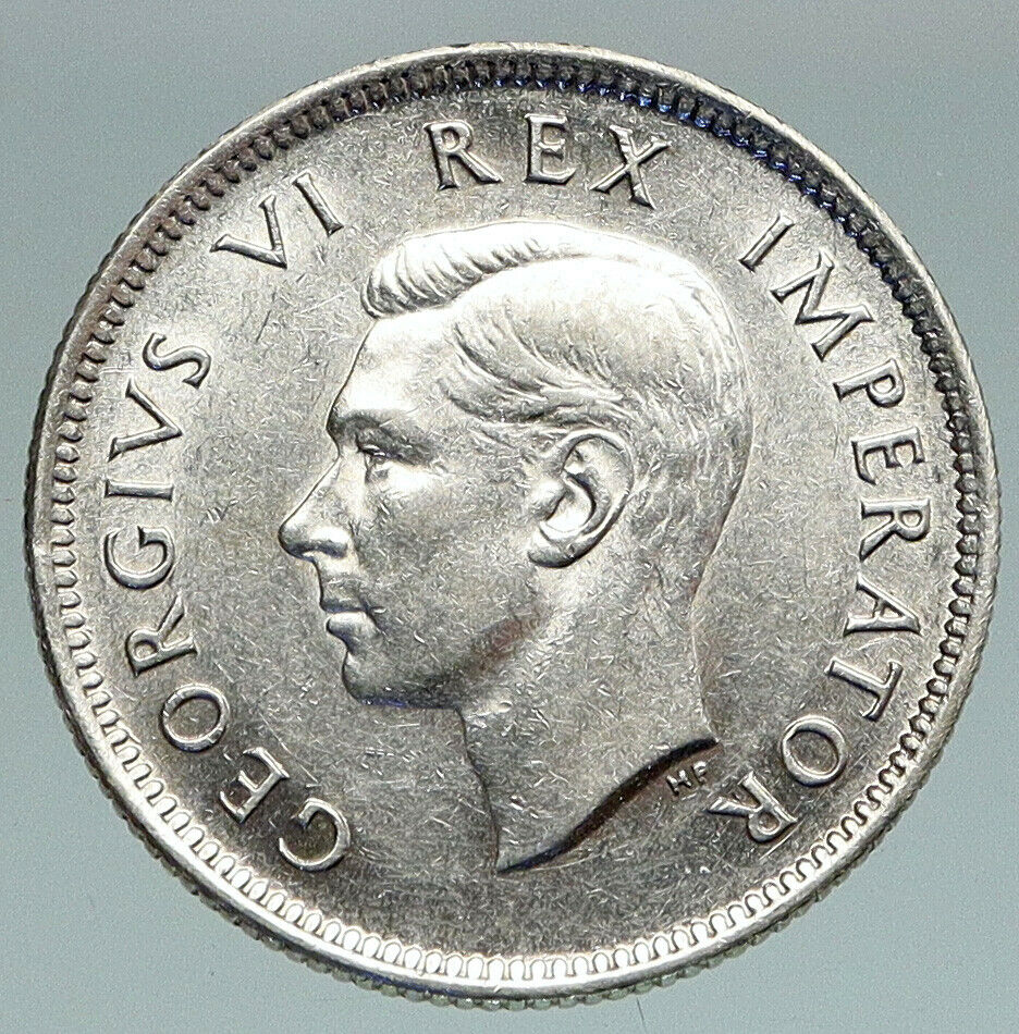 1942 SOUTH AFRICA Large GEORGE VI Anchor OD VINTAGE Silver Shilling Coin i91180