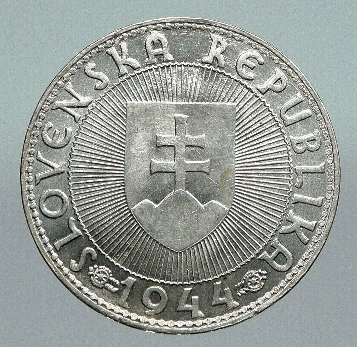 1944 SLOVAKIA REPUBLIC Prince Pribina OLD Silver 10 Korun Slovakian Coin i91275