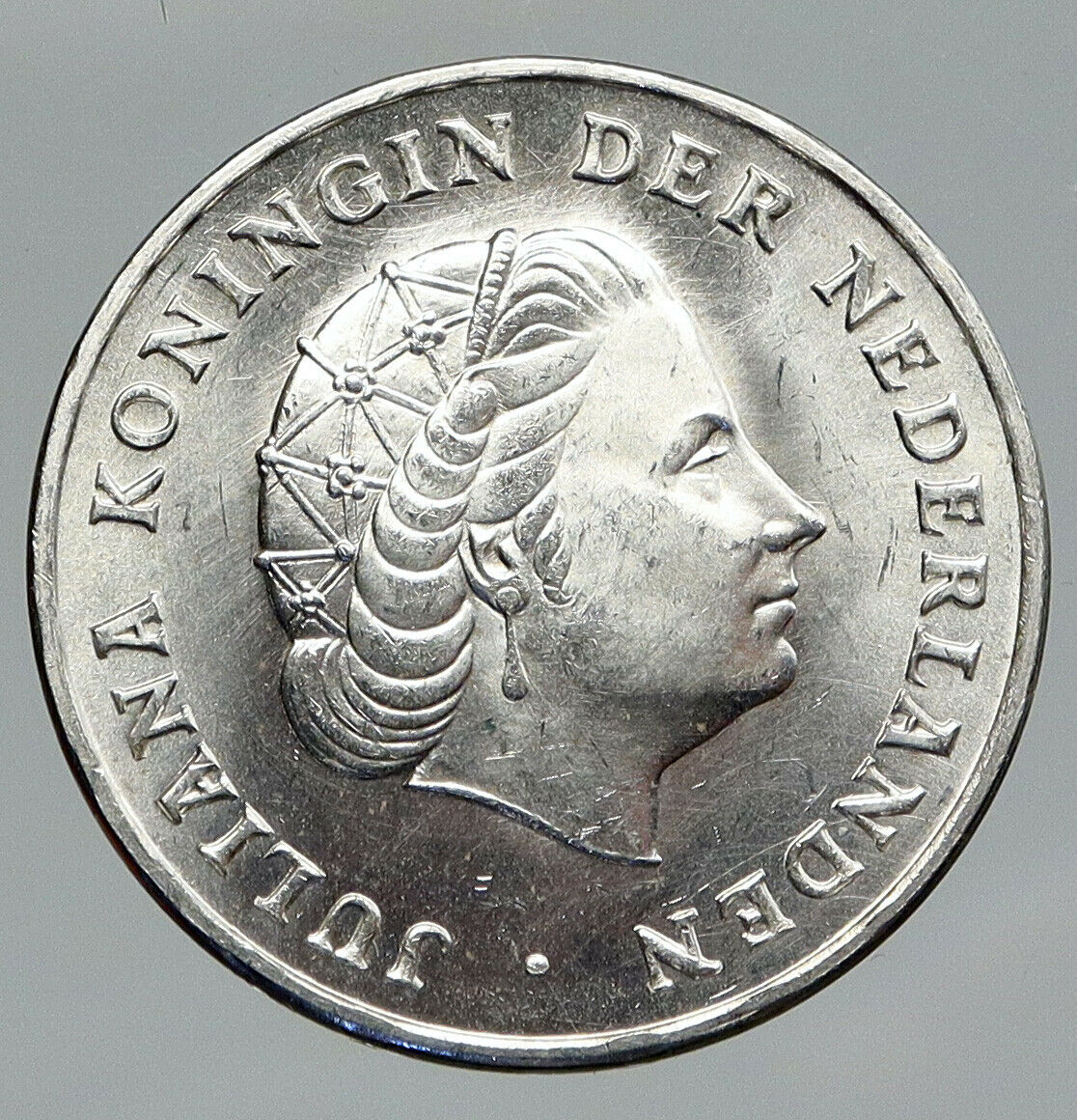 1964 NETHERLANDS ANTILLES Queen JULIANA Vintage SILVER OLD Gulden Coin i91674