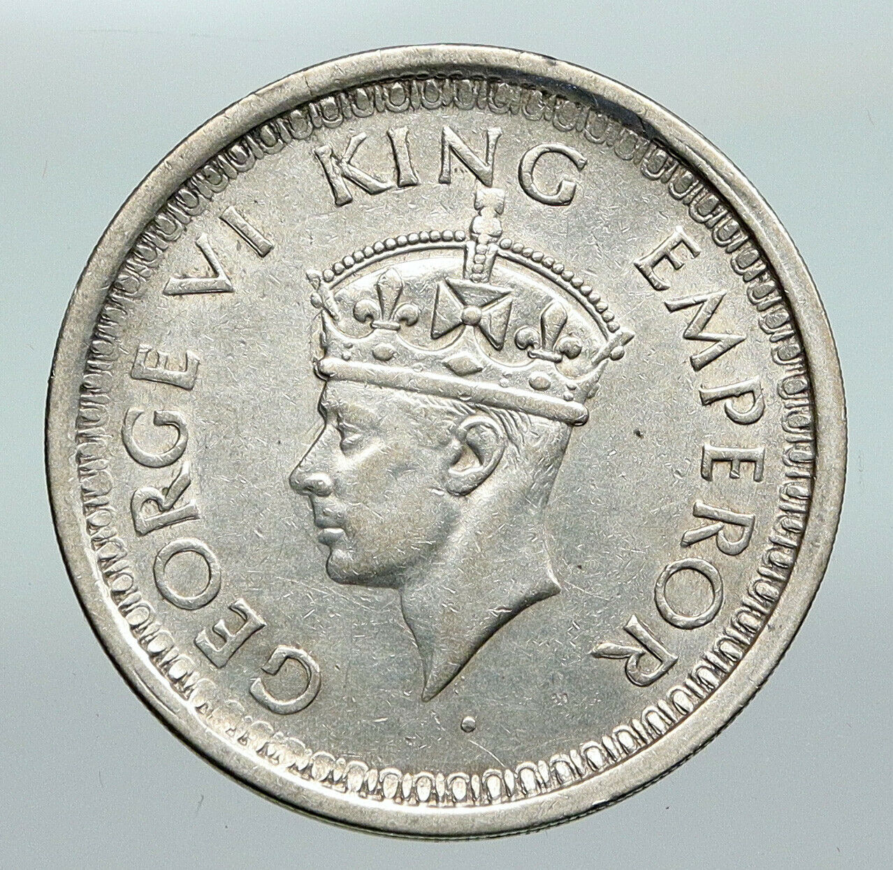 1944 B United Kingdom KING GEORGE VI British INDIA Old Silver Rupee Coin i91269