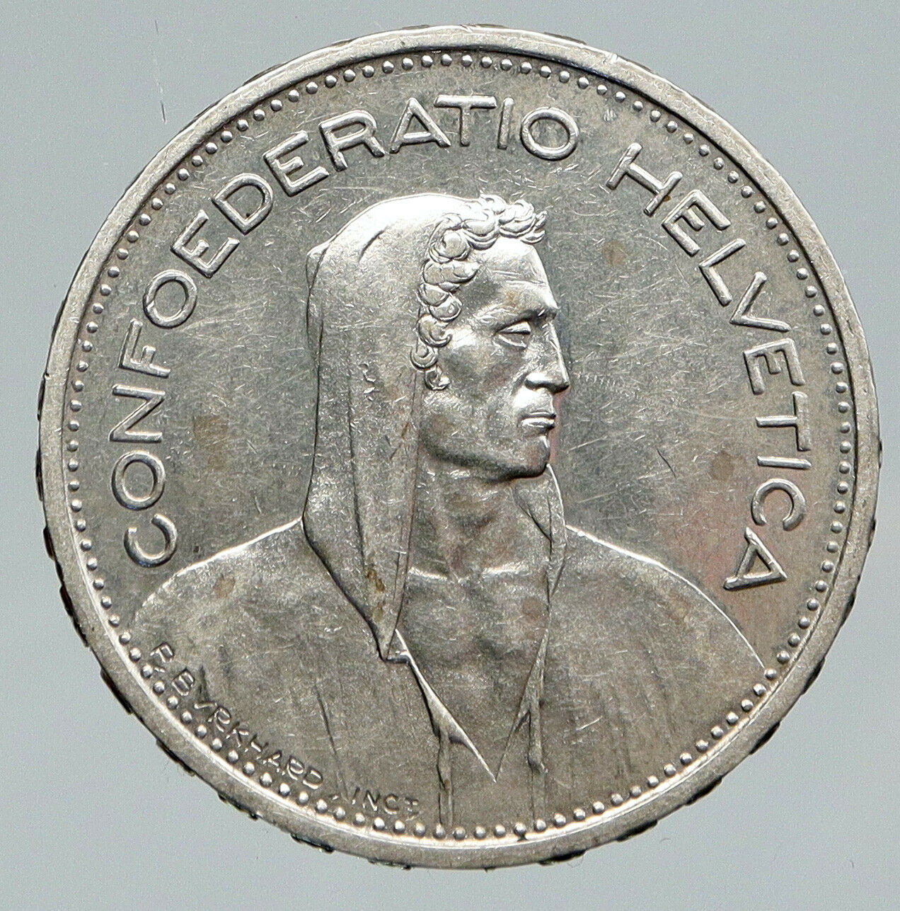 1931 B Switzerland Founding HERO WILLIAM TELL 5 Francs Silver Swiss Coin i91669