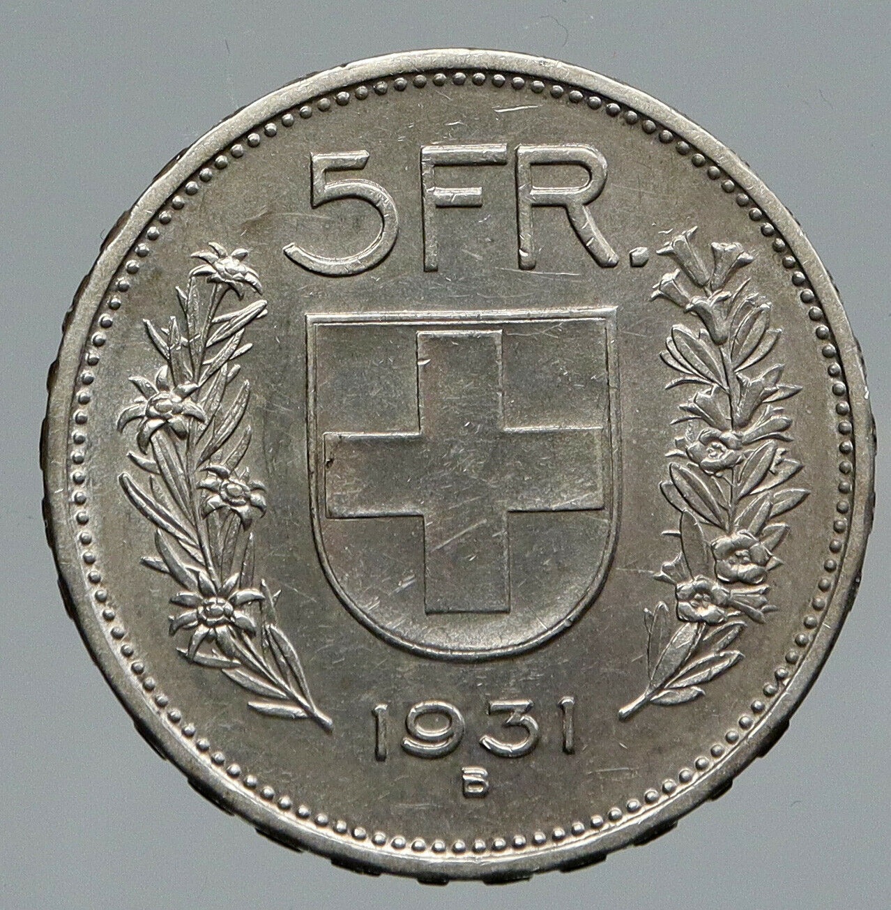 1931 B Switzerland Founding HERO WILLIAM TELL 5 Francs Silver Swiss Coin i91669