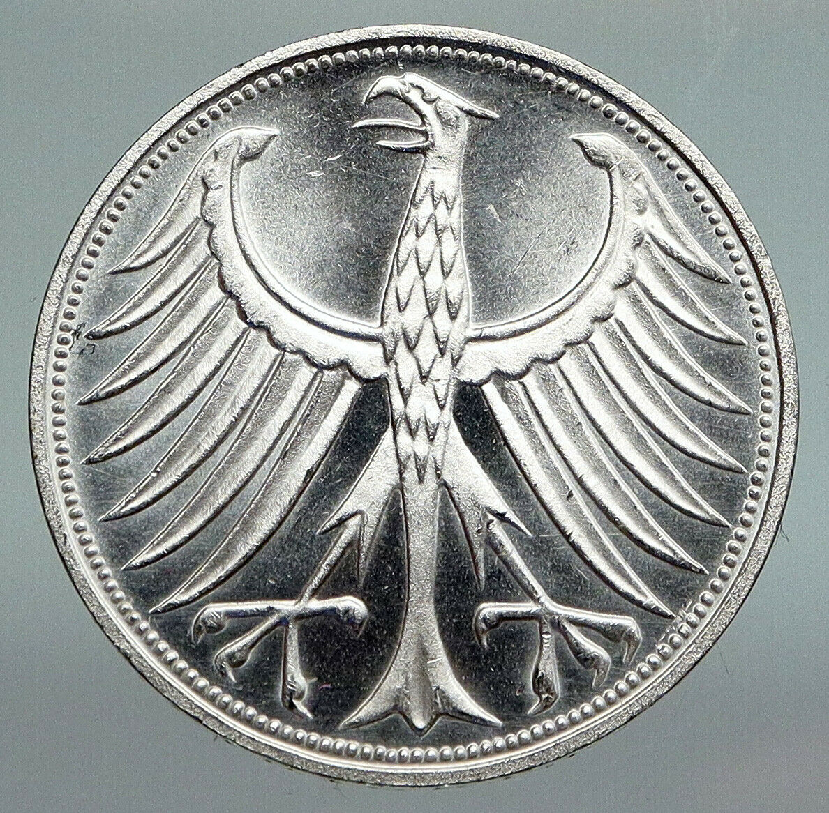 1972 F GERMANY Vintage Winged Eagle OLD German Large 5 Mark Silver Coin i91660