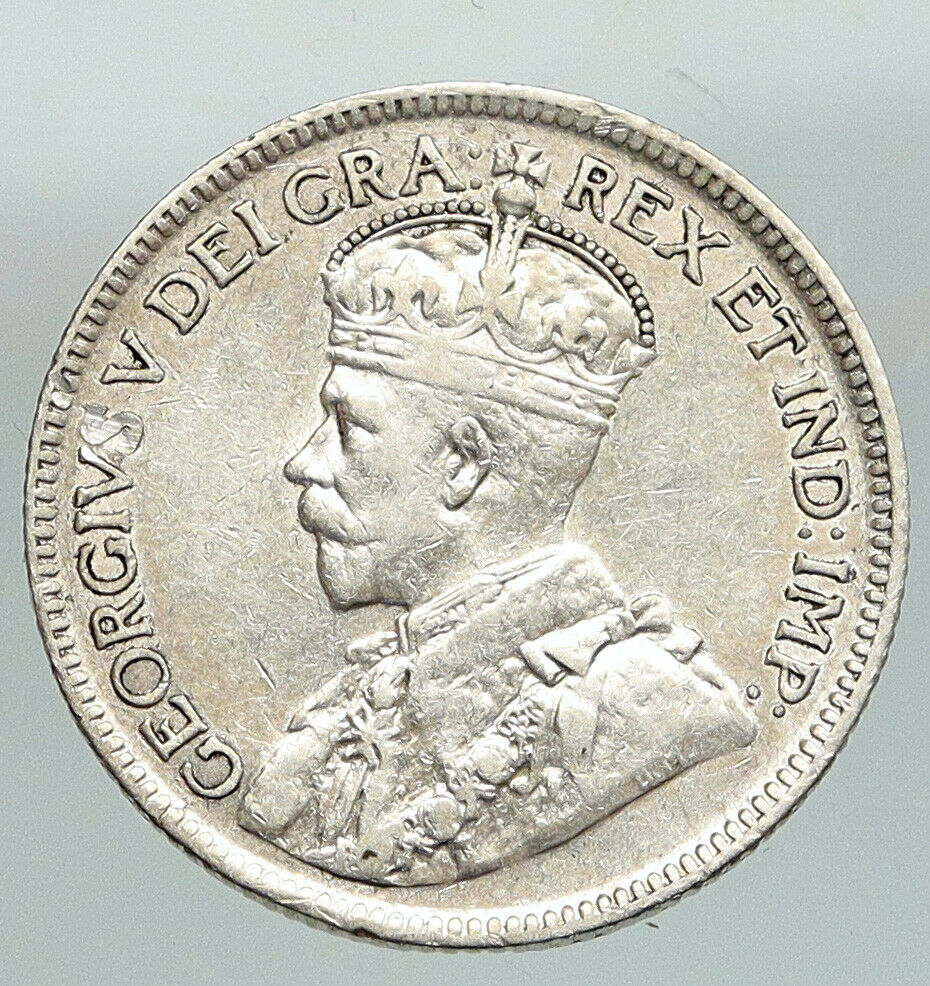 1918 CANADA UK King George V VINTAGE Antique RARE SILVER 25 CENTS Coin i91617