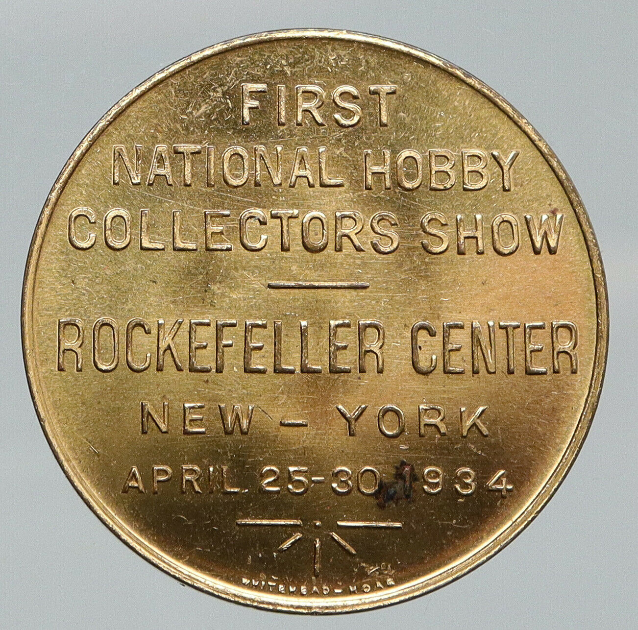 1934 United States USA New York ROCKEFELLER CENTER Hobby Show OLD Medal i91807