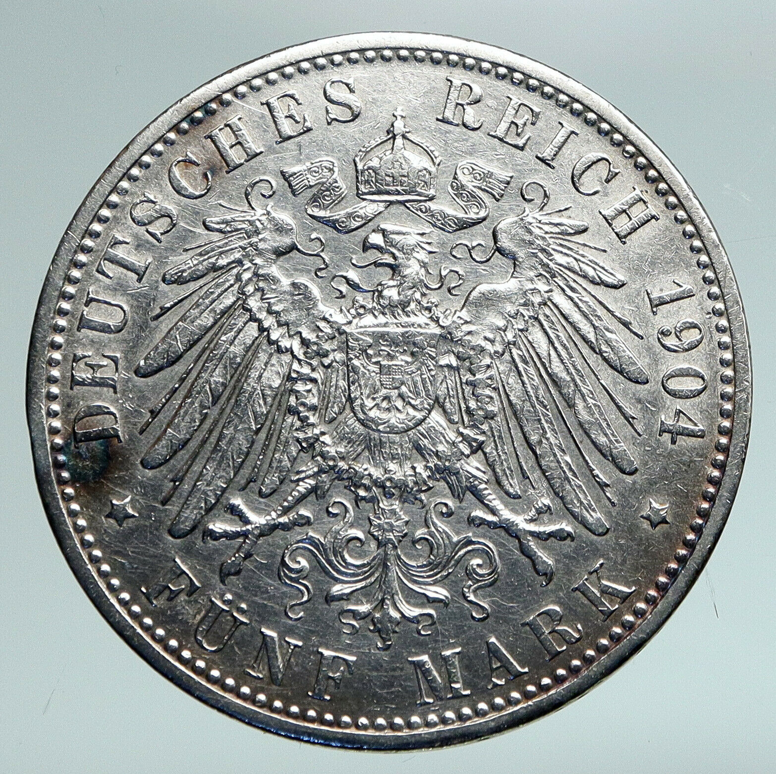 1904 GERMANY Bavaria Ruled by Otto I w Eagle Antique Silver 5 Marks Coin i90977