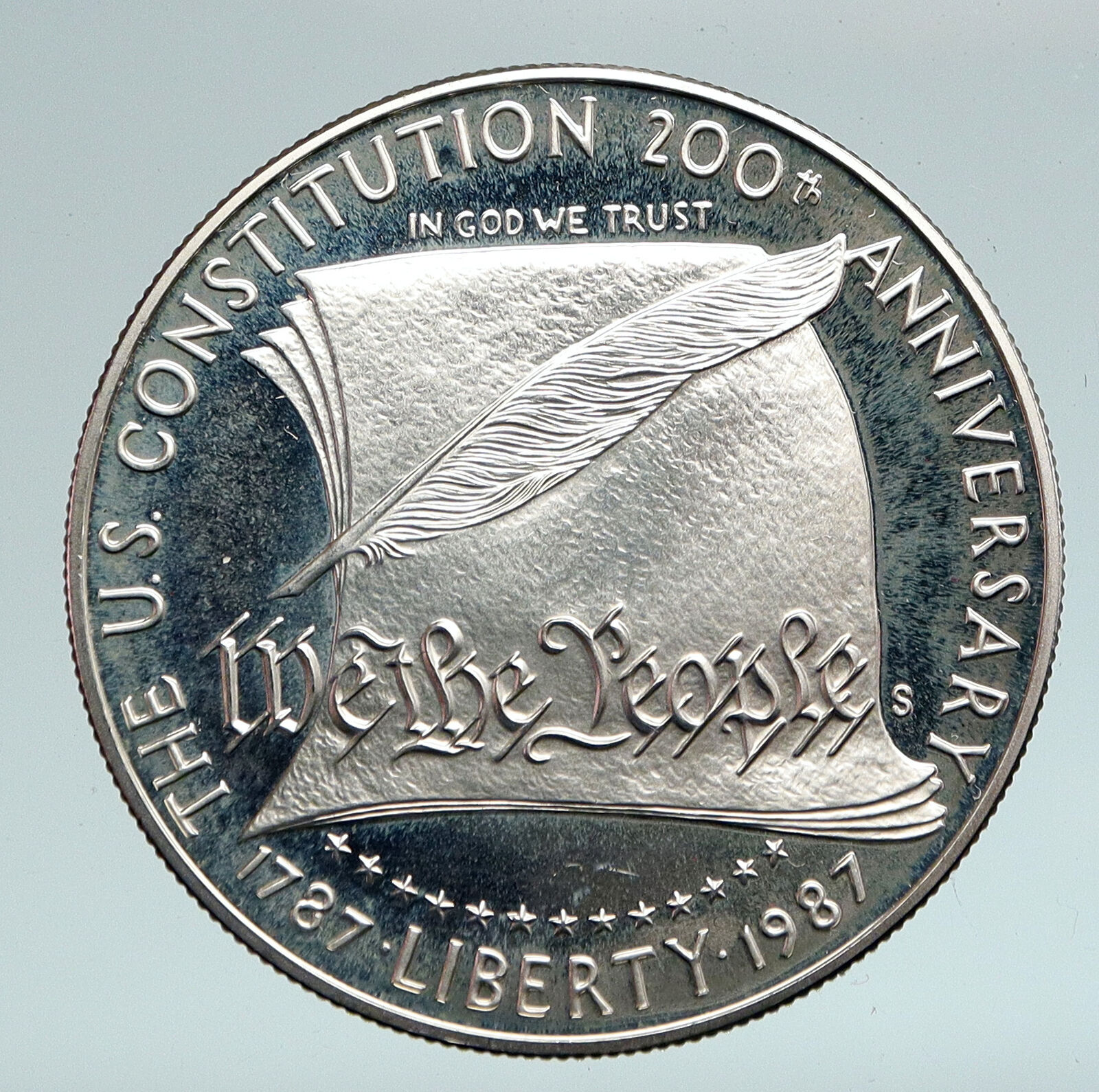 1987 UNITED STATES USA Constitution Quill Scroll PROOF SILVER Dollar Coin i90943