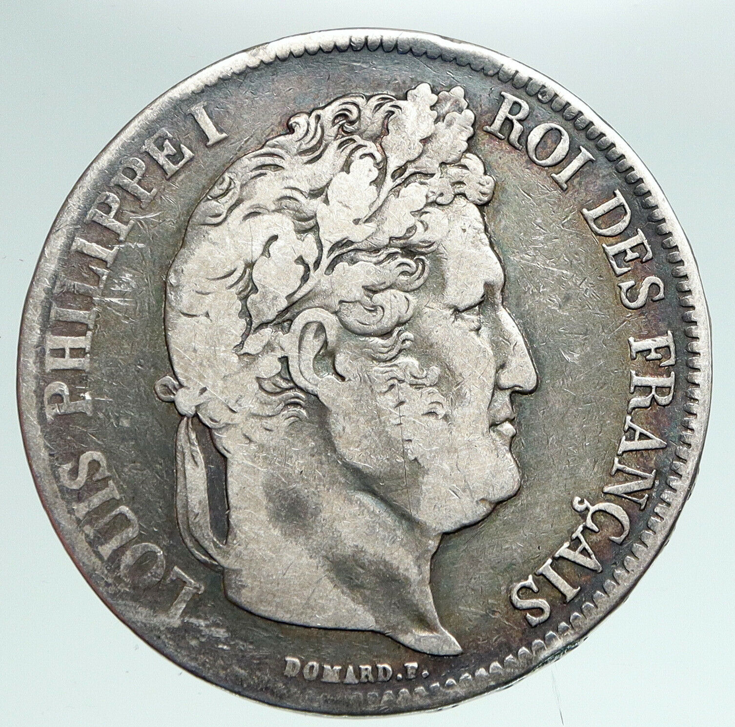 1837 FRANCE King Louis Philippe I French Antique Silver 5 Francs Coin i90950