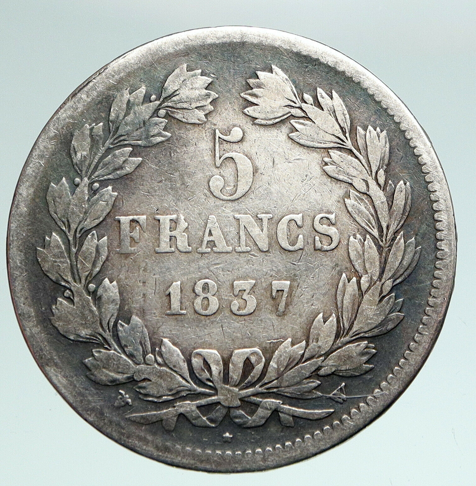 1837 FRANCE King Louis Philippe I French Antique Silver 5 Francs Coin i90950