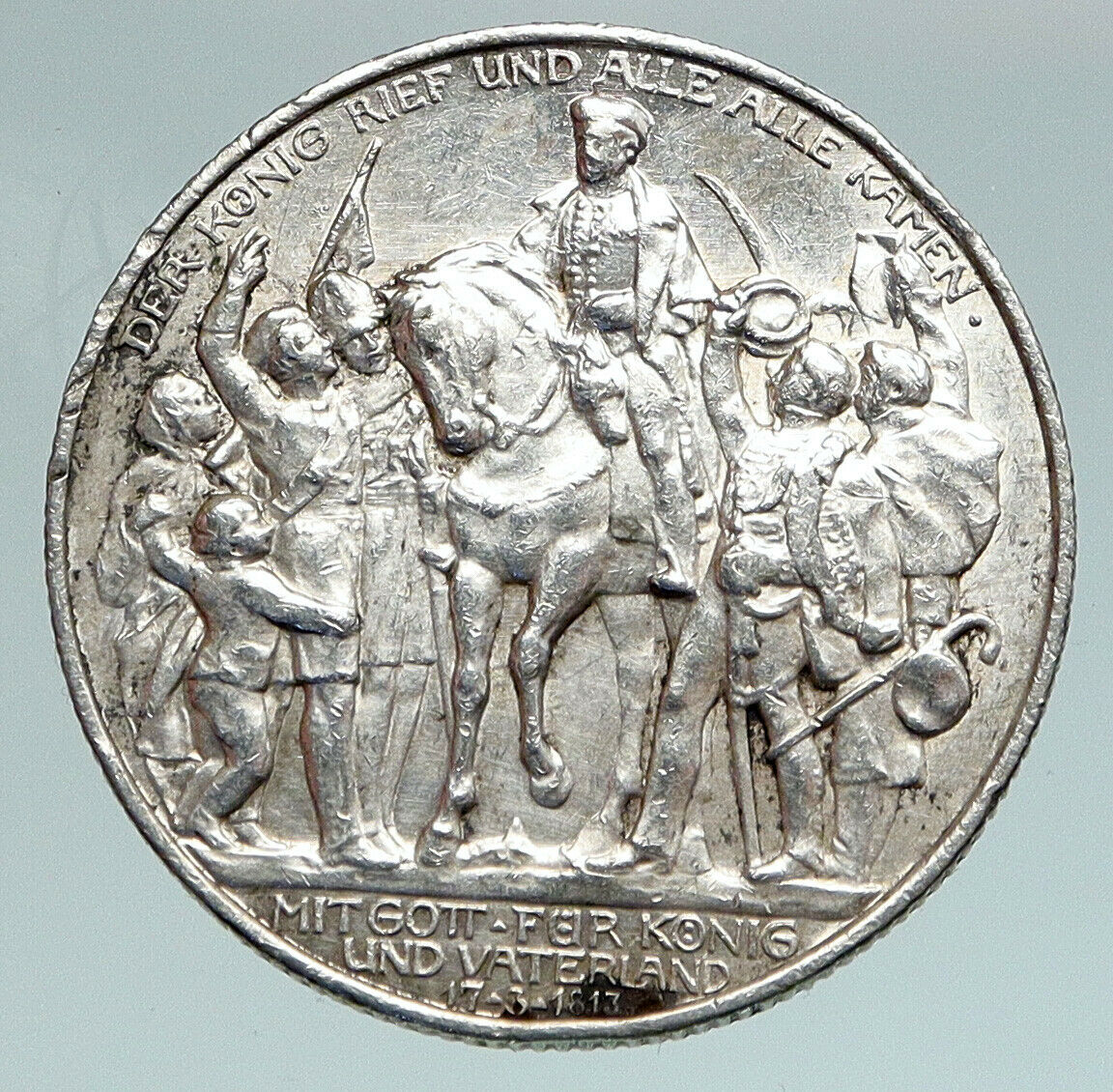 1913 PRUSSIA KINGDOM Germany WILHELM II Victory Napoleon Silver 2M Coin i90890