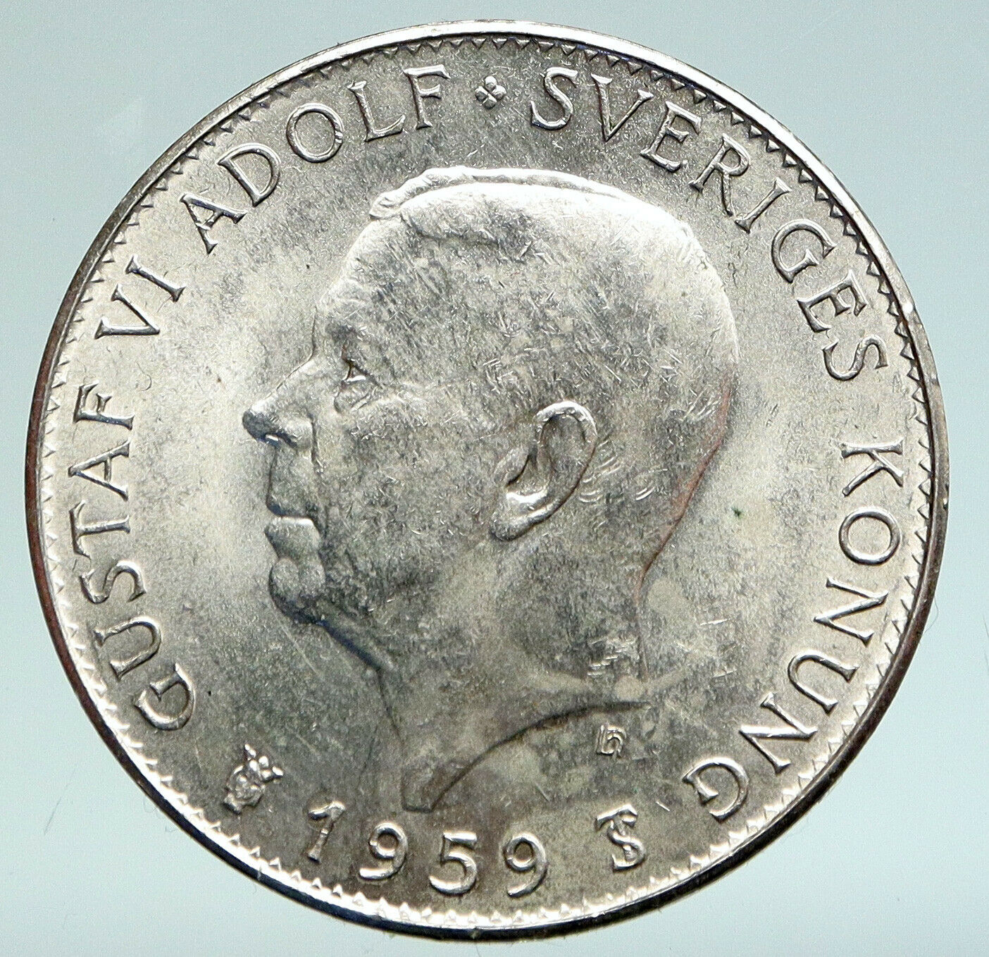 1959 SWEDEN King GUSTAV VI ADOLF Silver SWEDISH Coin CONSTITUTION Signing i90892