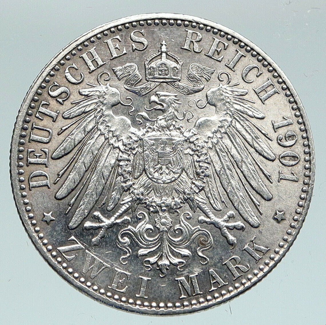 1901A Germany PRUSSIA KINGDOM Wilhelm II & Frederick I Silver 2 Mark Coin i91561