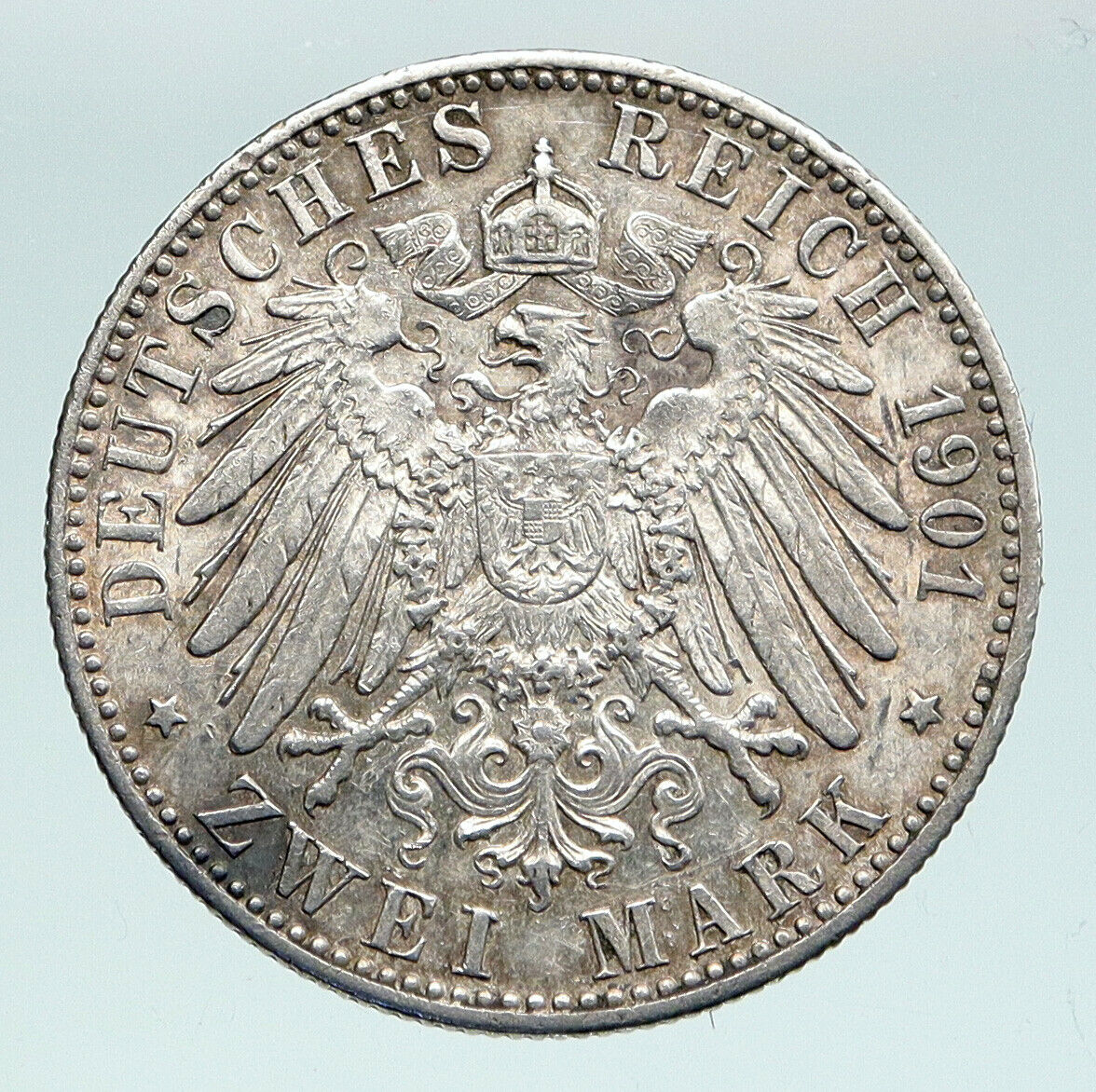 1901A Germany PRUSSIA KINGDOM Wilhelm II & Frederick I Silver 2 Mark Coin i91564