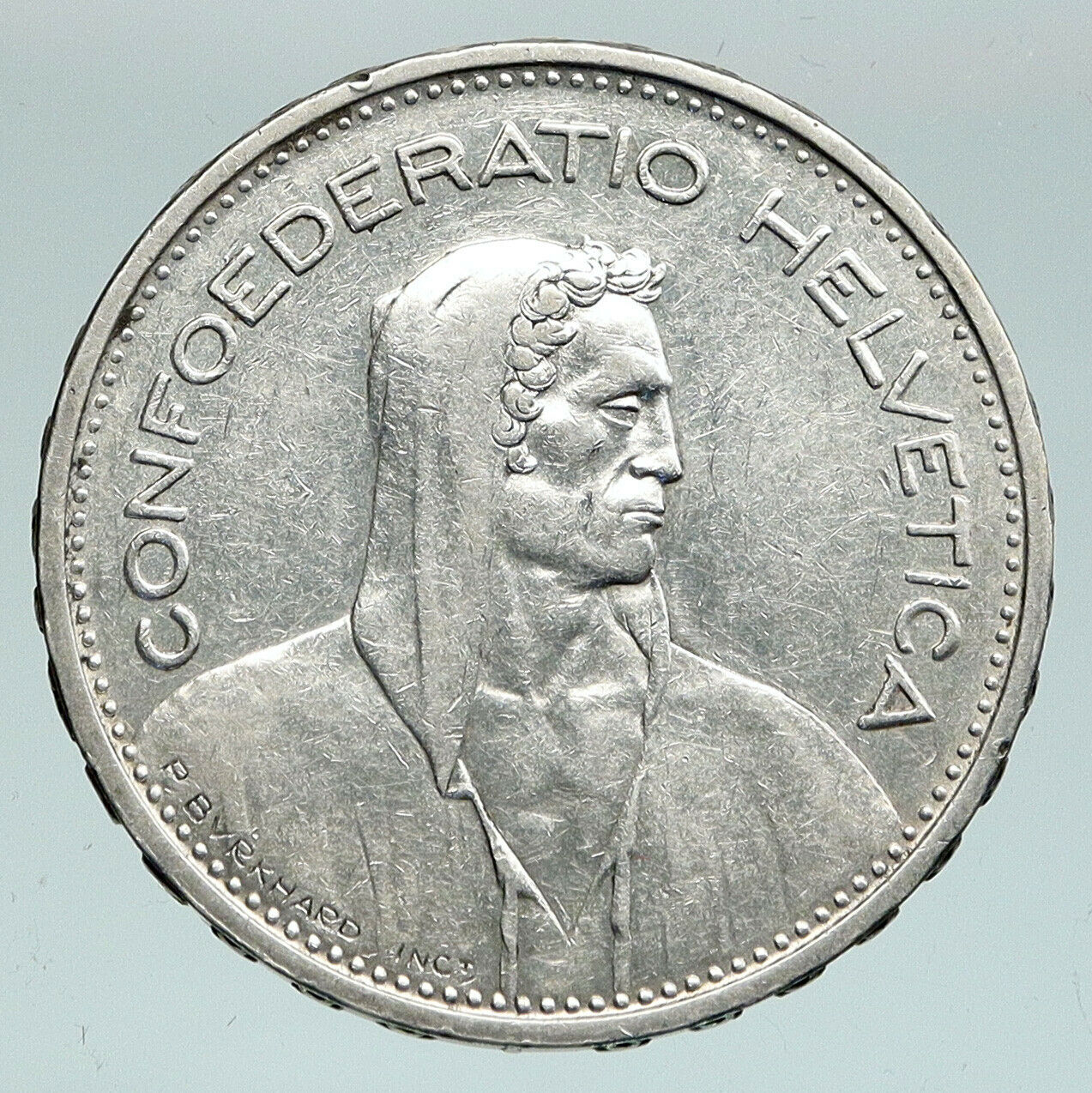 1932 B Switzerland Founding HERO WILLIAM TELL 5 Francs Silver Swiss Coin i91568