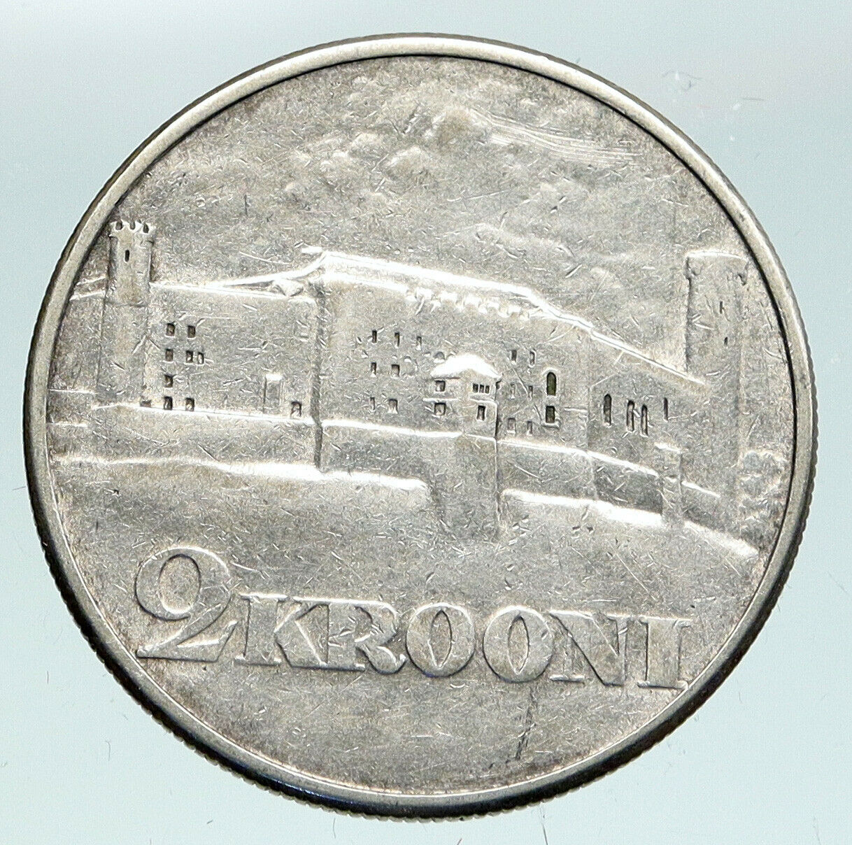 1930 ESTONIA Toompea Fortress at Tallinn VINTAGE OLD Silver 2 Krooni Coin i91562