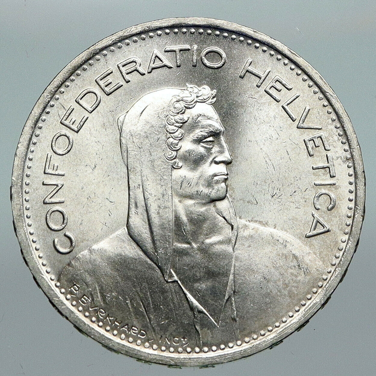 1954 B Switzerland Founding HERO WILLIAM TELL 5 Francs Silver Swiss Coin i91354