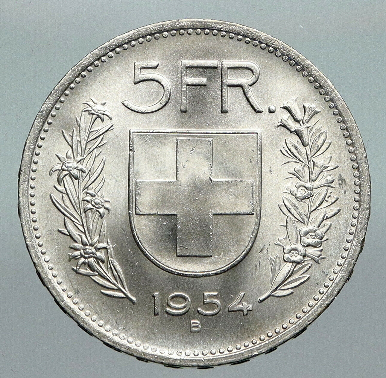 1954 B Switzerland Founding HERO WILLIAM TELL 5 Francs Silver Swiss Coin i91354