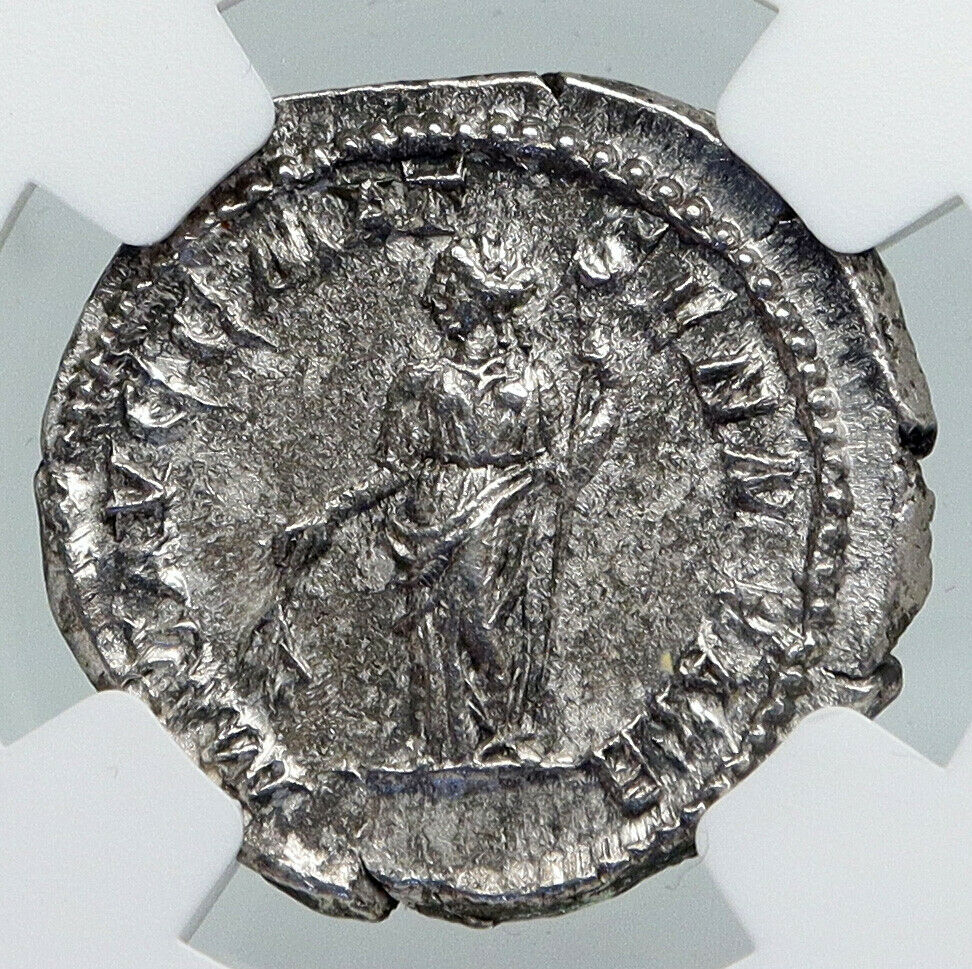 JULIA DOMNA Ancient 211AD Ancient Silver Roman Coin DIANA LUCIFERA NGC i87441