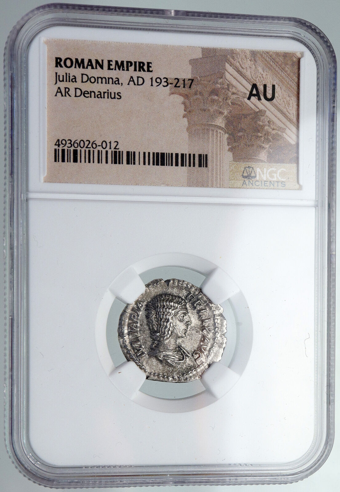 JULIA DOMNA Ancient 211AD Ancient Silver Roman Coin DIANA LUCIFERA NGC i87441