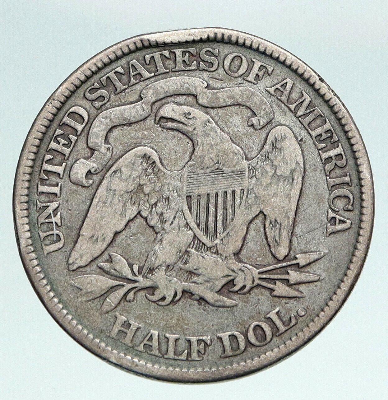 1872 P UNITED STATES Eagle Seated Liberty Antique Silver Half Dollar Coin i90884