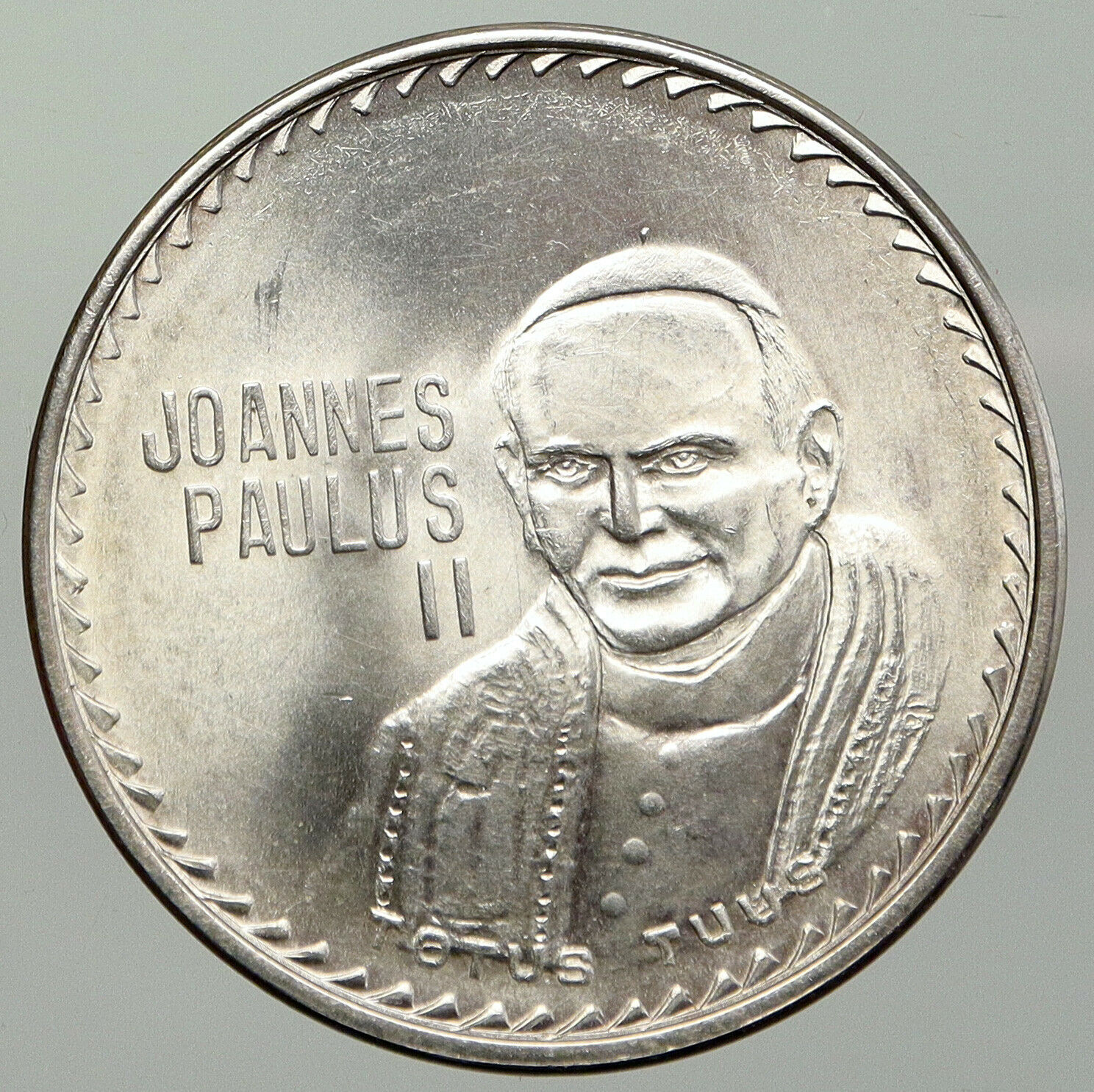 1976 MEXICO Pope John Paul II Christian OLD Silver Medal Vatican Visit i93029