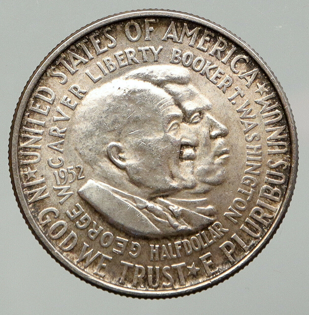 1952 USA BOOKER T. WASHINGTON G. CARVER Silver Half Dollar 50 Cent Coin i92721